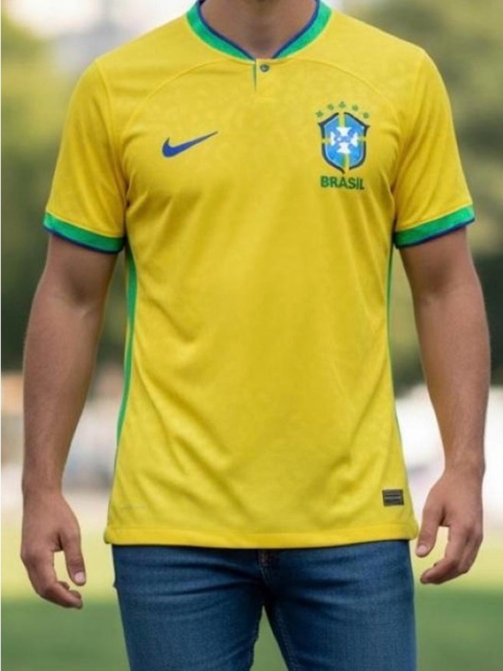 Nike Brasil CBF Dri-FIT Home Soccer Jersey Yellow Green NWT Men’s Large - Picture 3 of 3